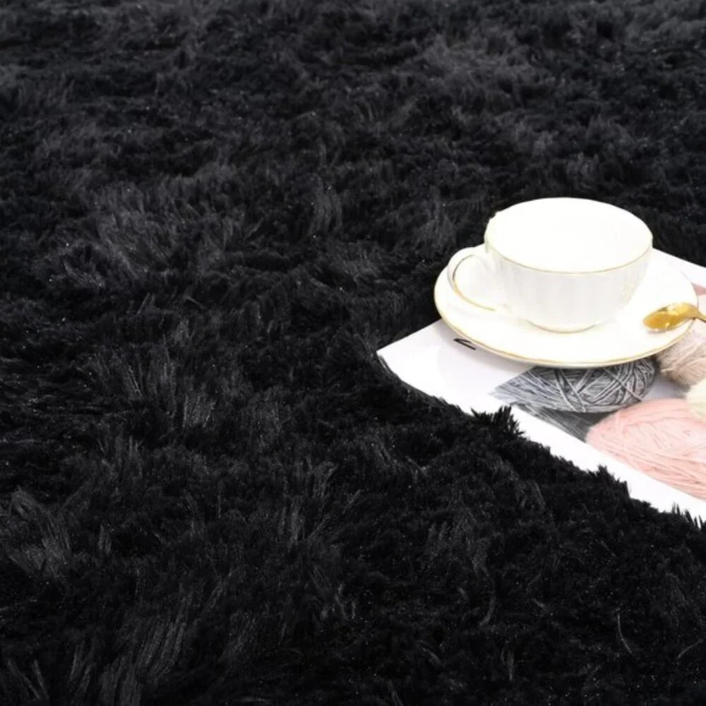 New 4x6 Black Shag Rug, Super Soft Fluffy Carpet for Home, Living Room & Nursery